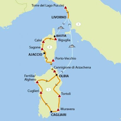 Route we zijn er bijna 2023 Corsica en Sardinië